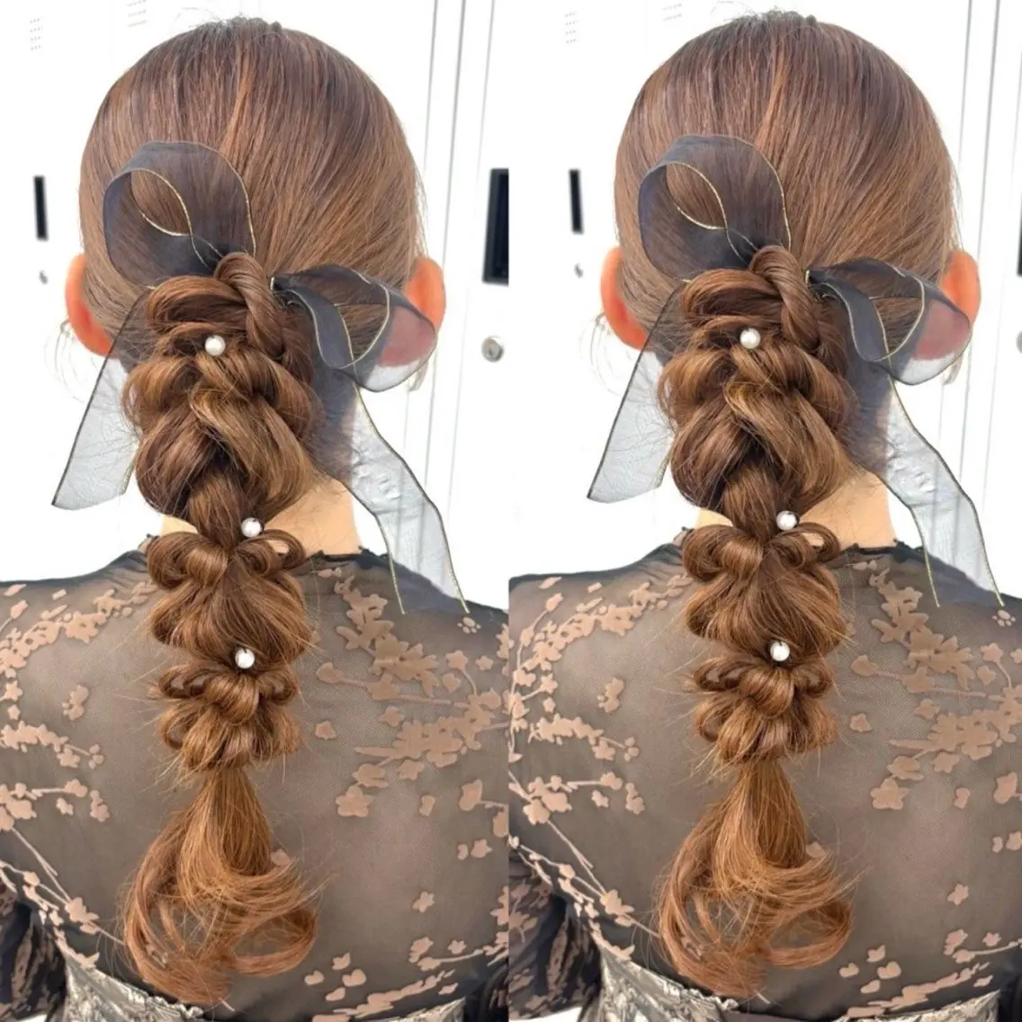 ロング ヘアアレンジ ヘアセット ヘアメ🎀ハイトーン 🩵エクステ🪄しほのヘアスタイル