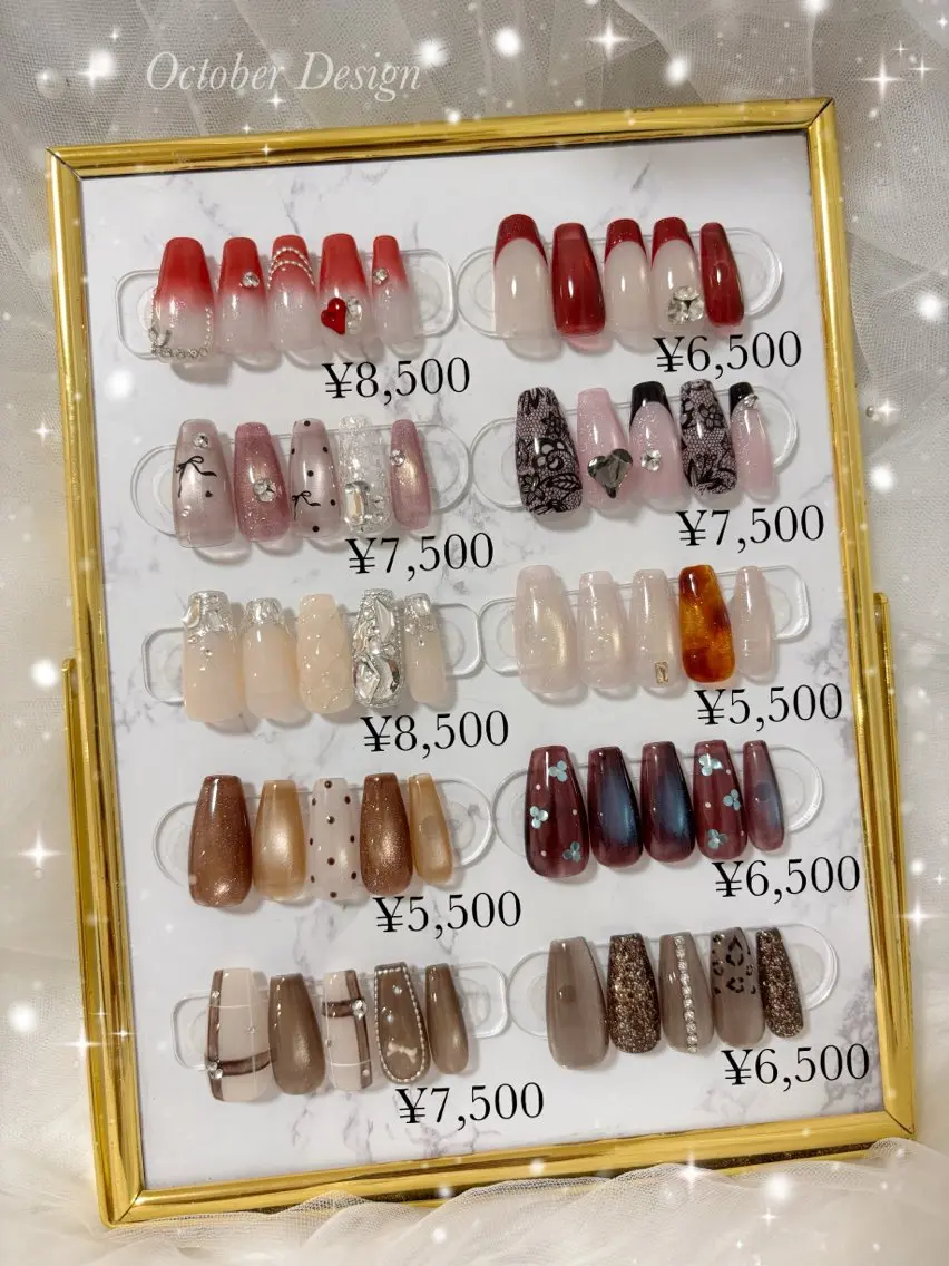 ネイル アニマル柄 べっ甲ネイル ボルドー ブラウン ドット ハンドネイル YM nailのネイルデザイン