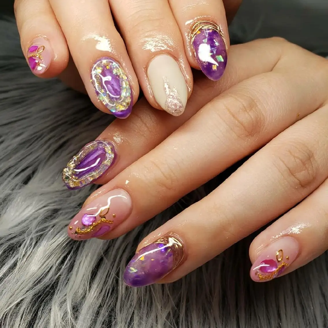 ネイル ニュアンスネイル パープル 春ネイル ハンドネイル Nail salon Coco【溝の口駅】のネイルデザイン