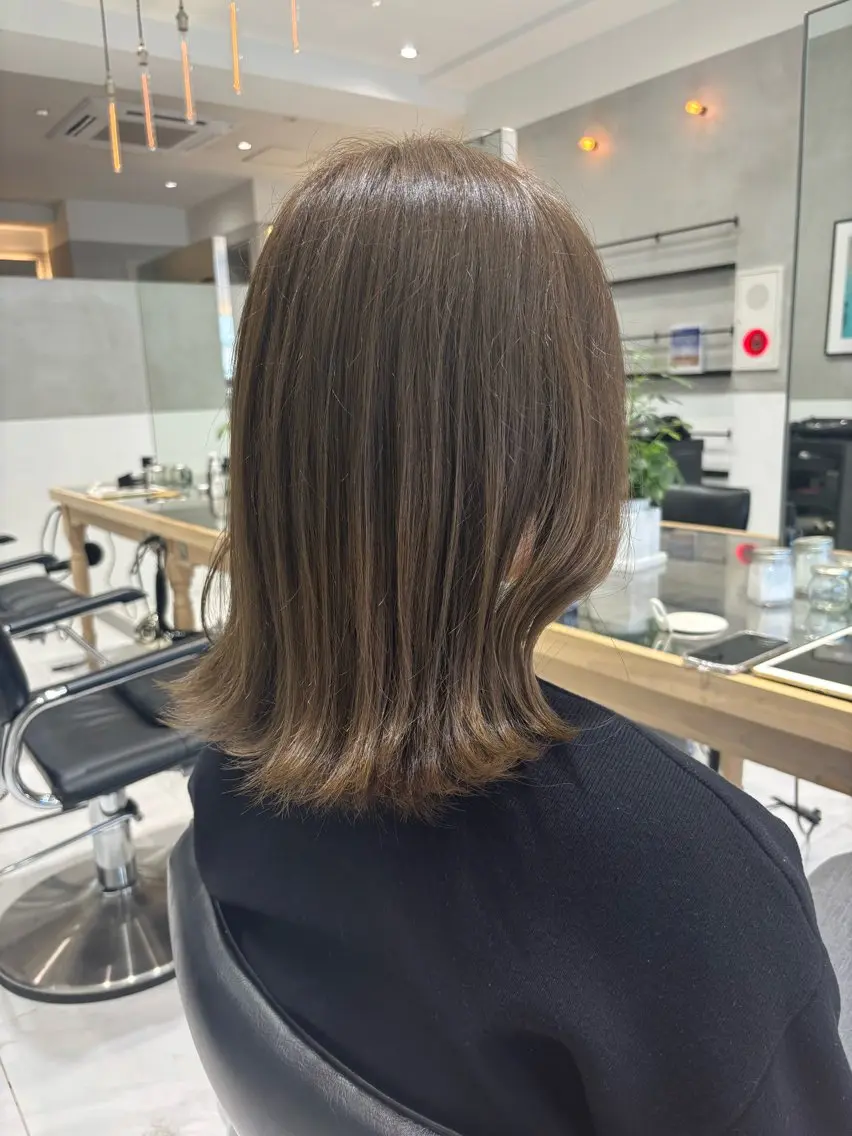 ミディアム ヘアカラー トリートメント ヘッドスパ ヘアセット オリーブ カラー✨有坂映哉のヘアスタイル