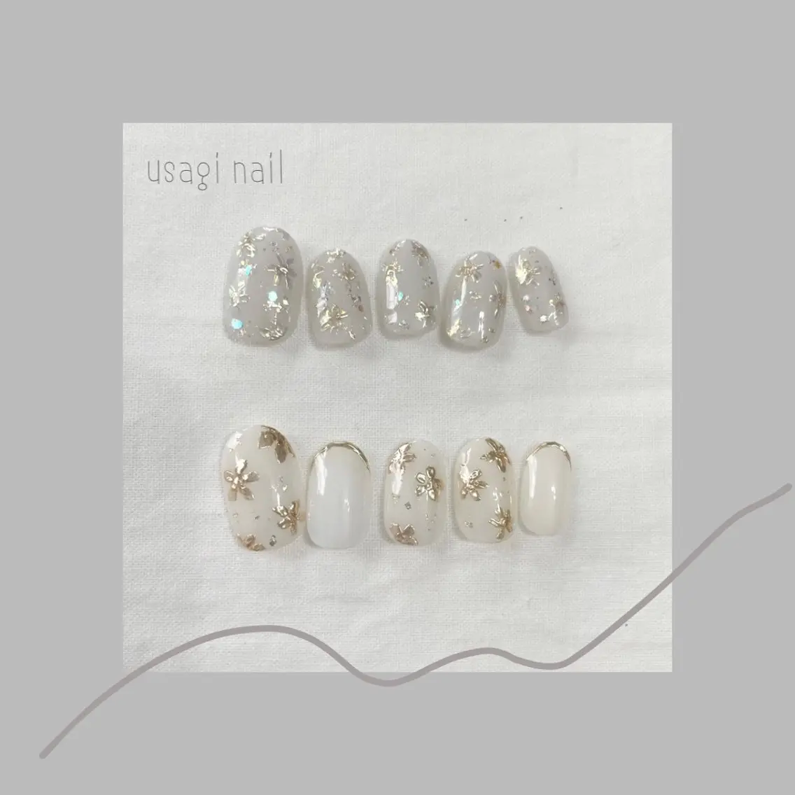 ネイル オーロラネイル カジュアル ゴールド マグネットネイル ミラーネイル usagi nailのネイルデザイン