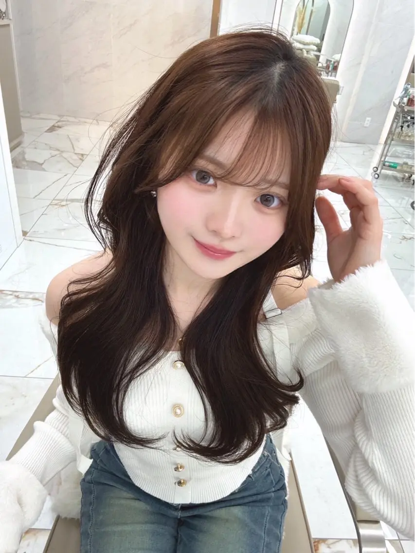 ロング カラー ヘアアレンジ 韓国風ヘア レイヤーカット 小顔カット 小林 拳人のヘアスタイル