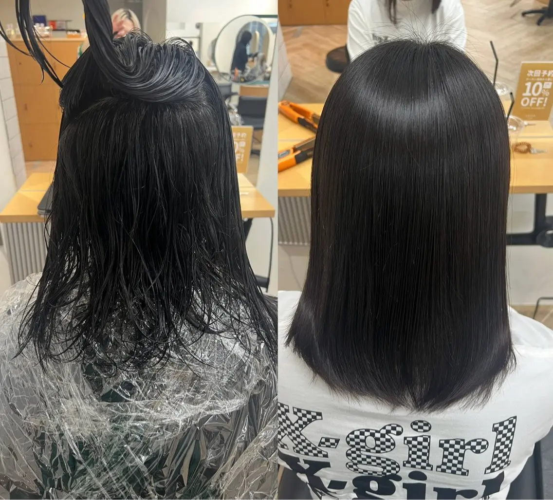 ミディアム 縮毛矯正 トリートメント ベージュ/髪質改善 新潟/万代/井上佑のヘアスタイル