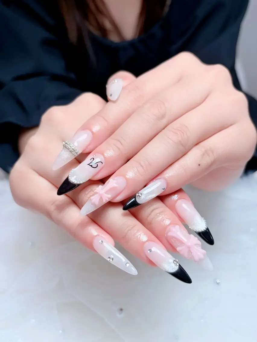 ネイル 長さ出し ジェルネイル 韓国ネイル 持ち込み シンプルネイル ハンドネイル Huyn Nail Shinjyukuのネイルデザイン