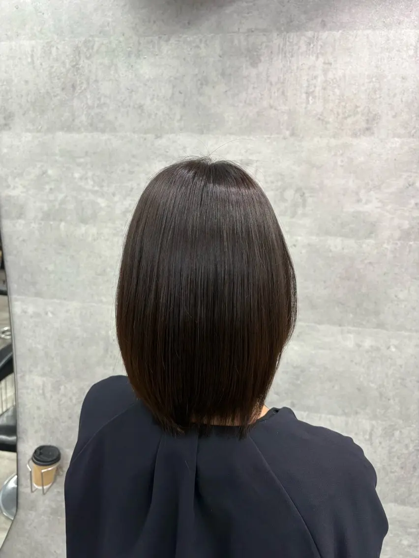 ミディアム 縮毛矯正 髪質改善ストレート/ 透明感カラー🥣🤍のヘアスタイル