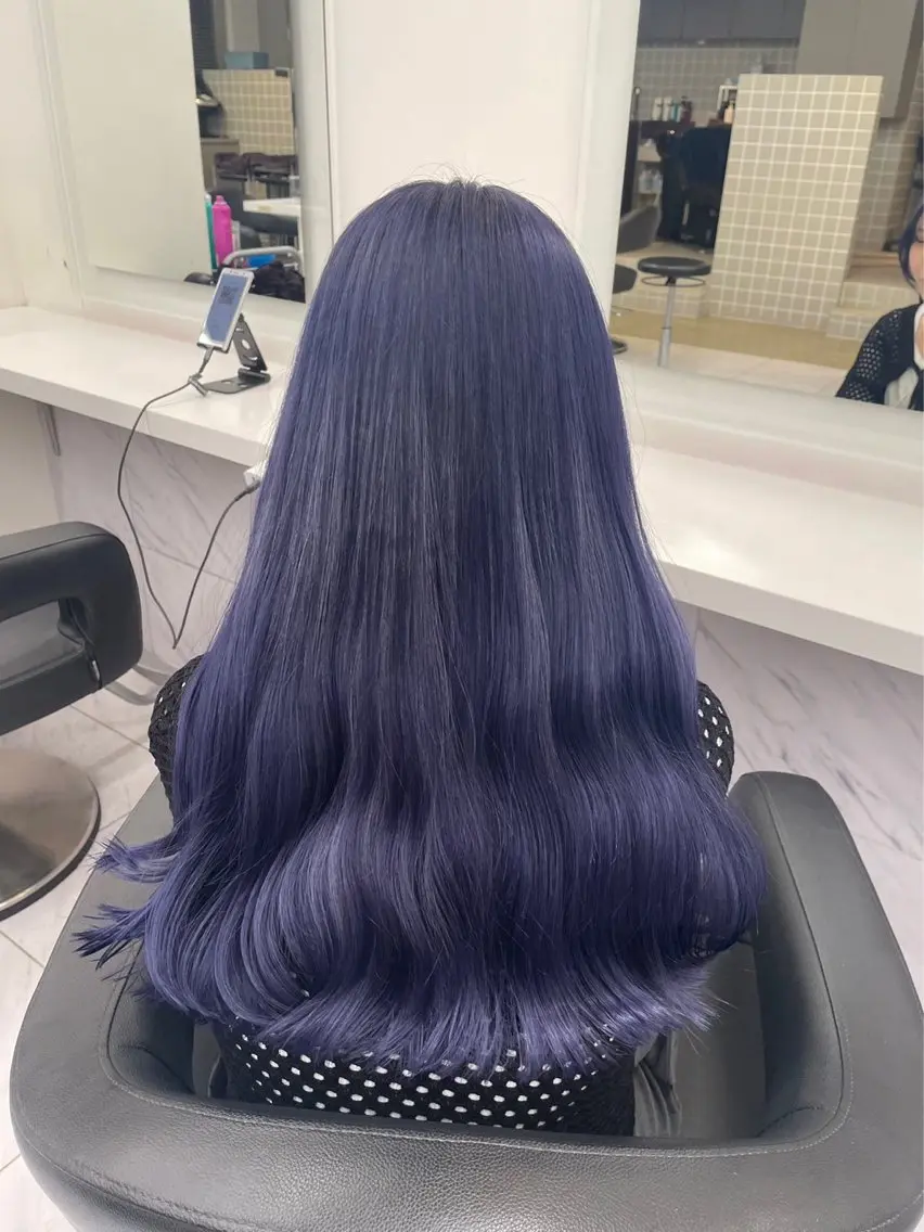 ロング カラー パーマ ヘアアレンジ メンズ キッズ カット ヘアカラー 韓国系🇰🇷🩶 艶暗髪/MEIのヘアスタイル