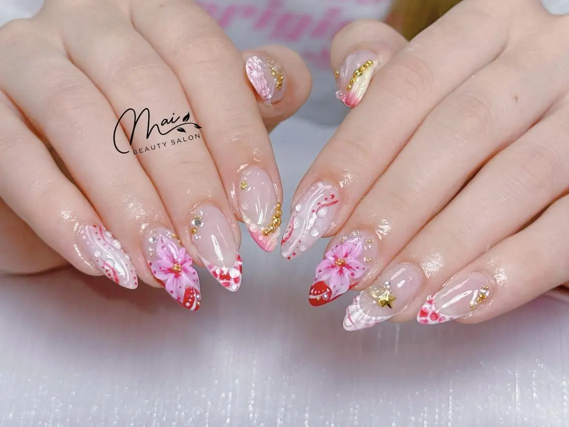 ネイル チークネイル クリアネイル フラッシュネイル フレンチネイル ハート MaiBeauty To  Toのネイルデザイン