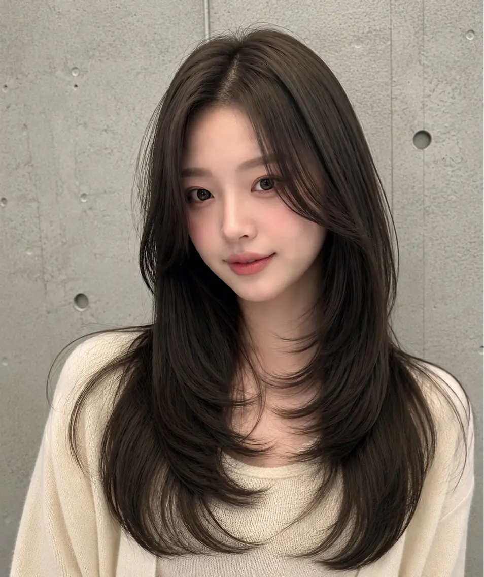 セミロング カラー ヘアアレンジ グレージュ くびれヘア 顔まわりレイヤー ハッシュカット 韓国風ヘア カット ヘアカラー トリートメント 🌫️大人韓国ヘア 🌫️naoyaのヘアスタイル