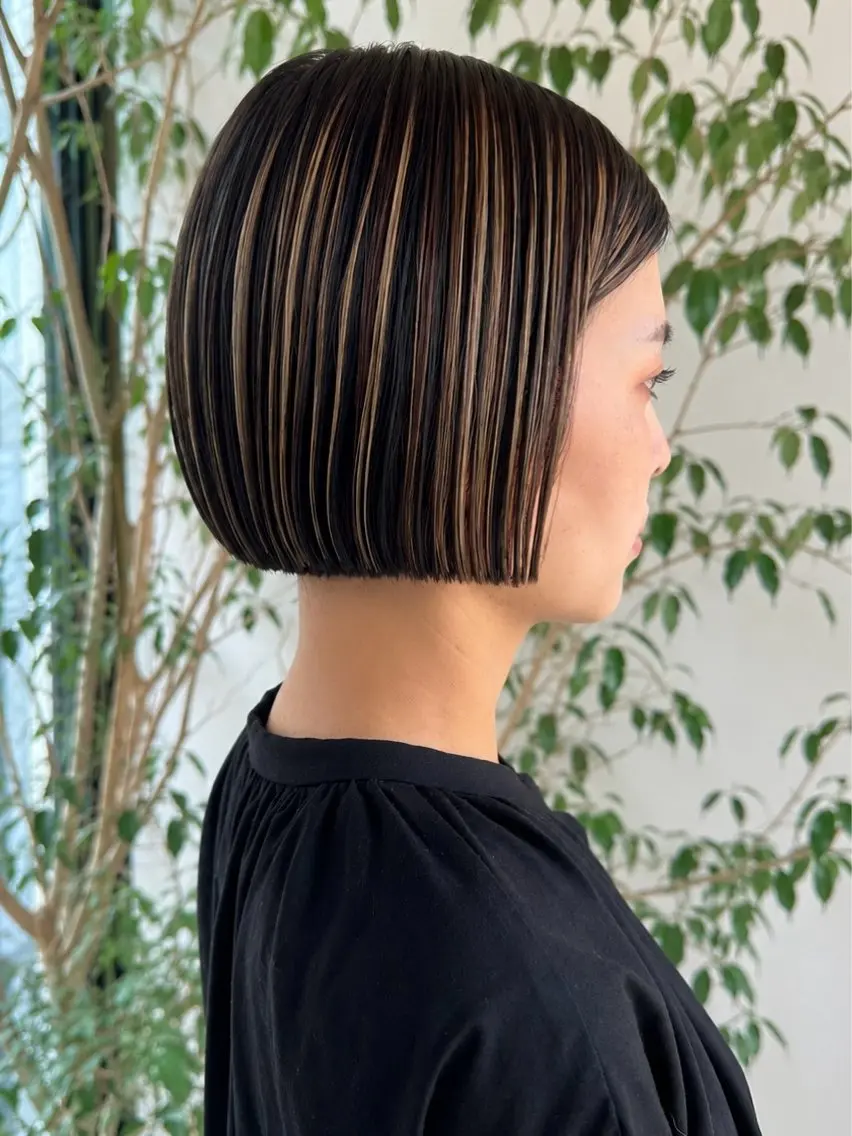 ショート カラー カット ヘアカラー トリートメント 角岡 真帆/ボブ/髪質改善のヘアスタイル