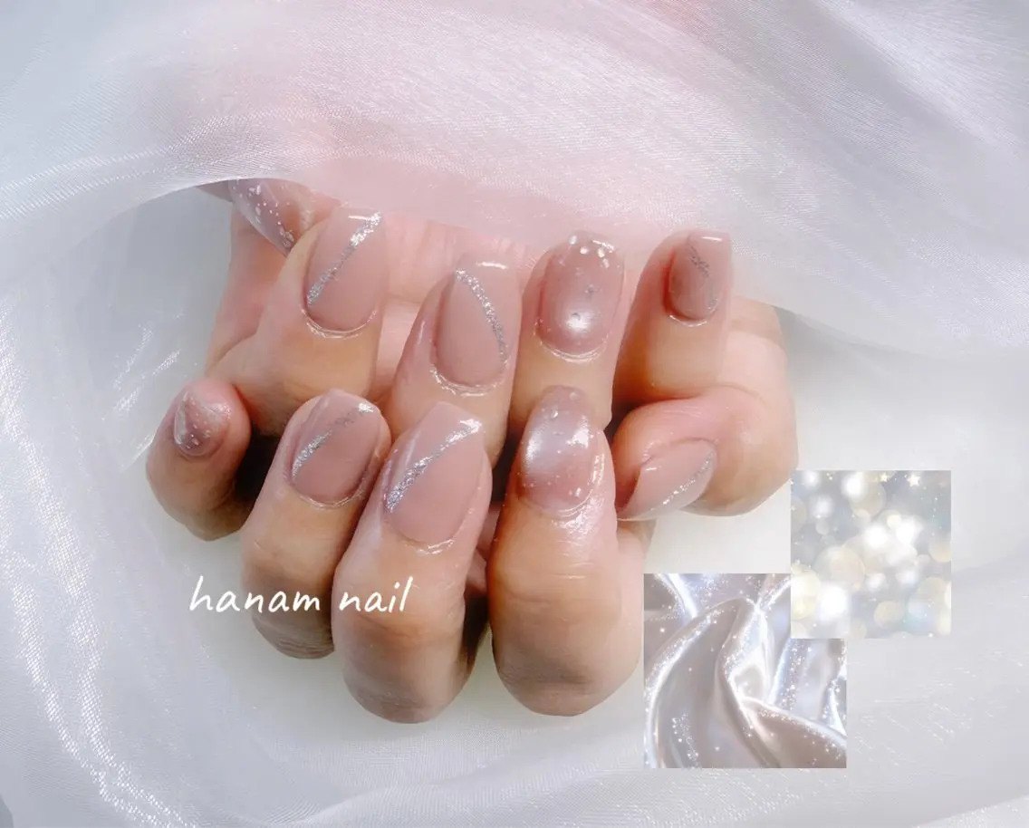 ネイル シンプルネイル ハンドネイル hanam nail 🌿🩵ハナムネイルのネイルデザイン