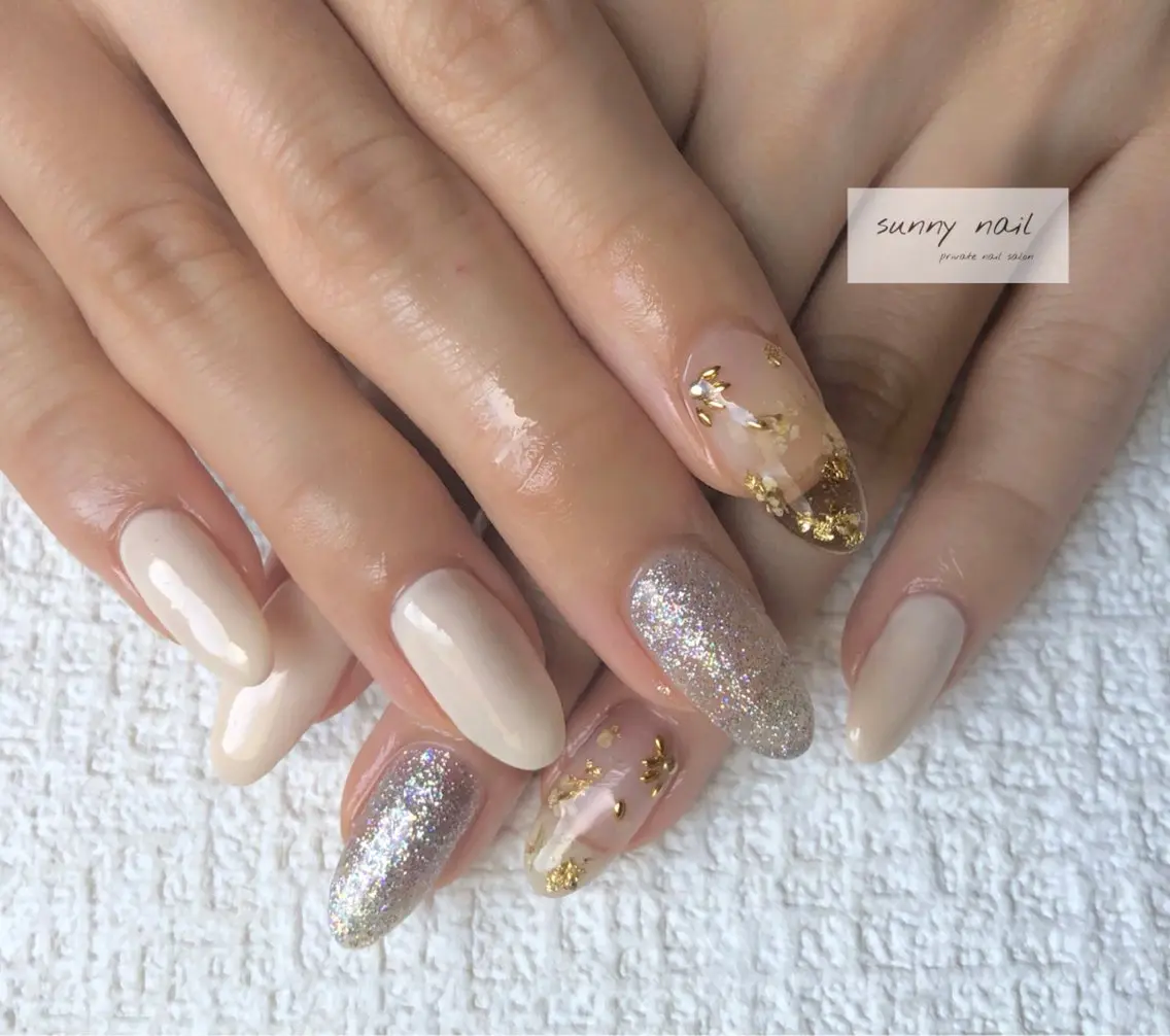 ネイル カジュアル ジェルネイル ニュアンスネイル パラジェル シルバー sunny nailのネイルデザイン