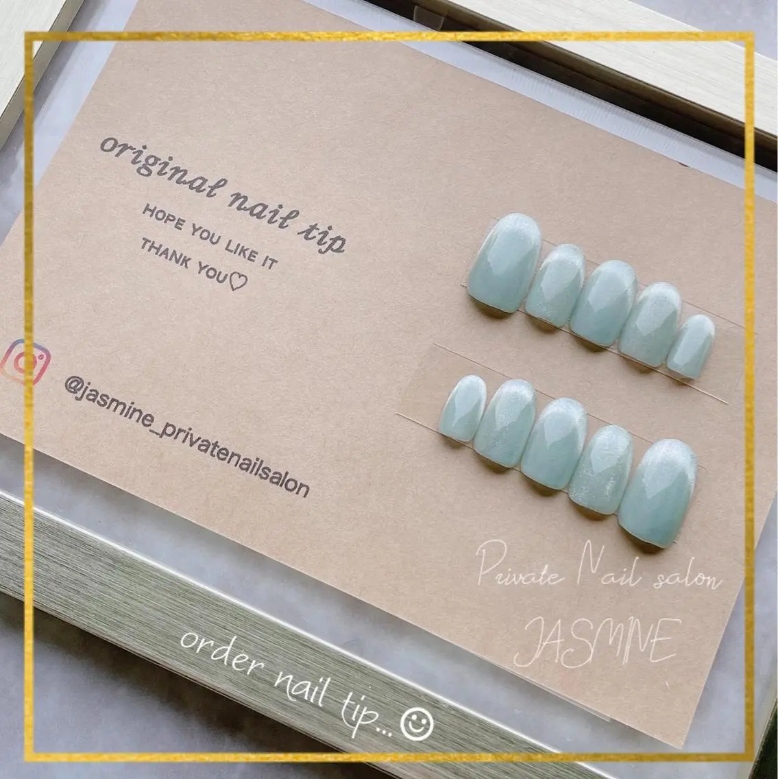 ネイル フレンチネイル グリーン マグネットネイル Nail salon JASMINEのネイルデザイン