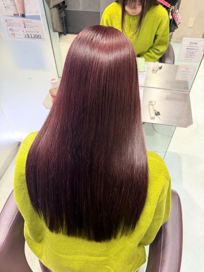 ロング カラー ピンクカラー 加藤 奈菜のヘアスタイル