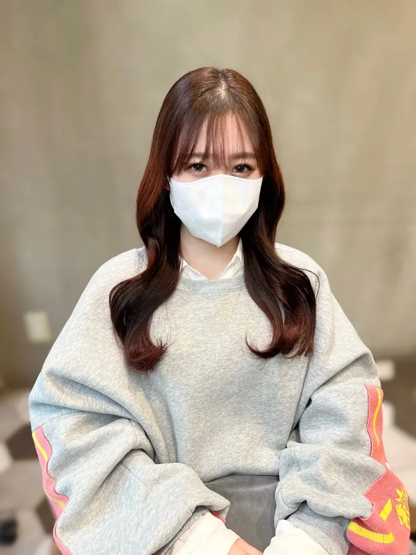 カラー ヘアアレンジ ダブルカラー オレンジ 似合わせ顔まわり カット💛森尾真由美のヘアスタイル