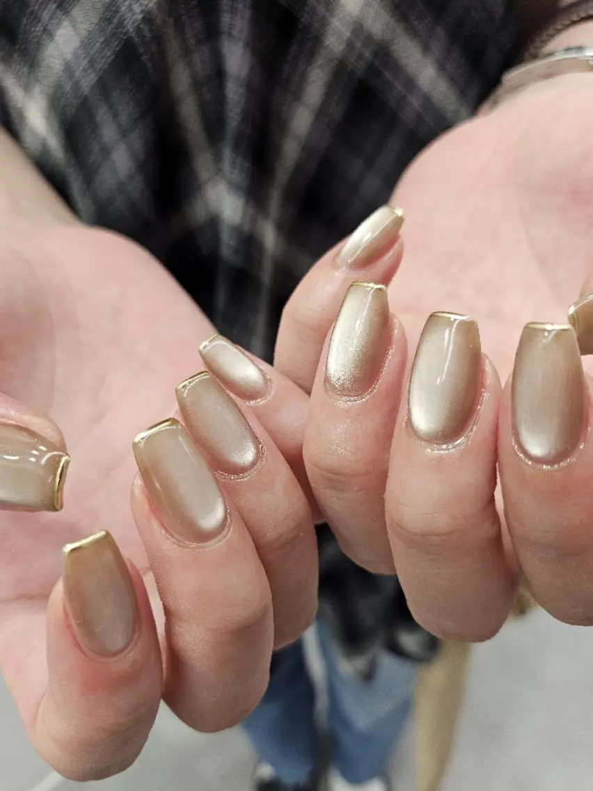 ネイル フレンチネイル ジェルネイル マグネットネイル ミラーネイル オフィスネイル puku nail 🌼kazu🌼のネイルデザイン