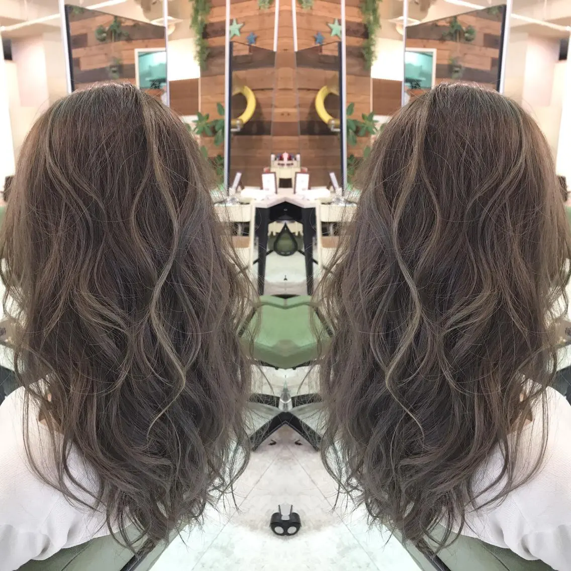 ロング カラー アッシュ グレージュ ハイライトカラー ハイライト 青木 茂樹⭐️ 透明感カラーのヘアスタイル