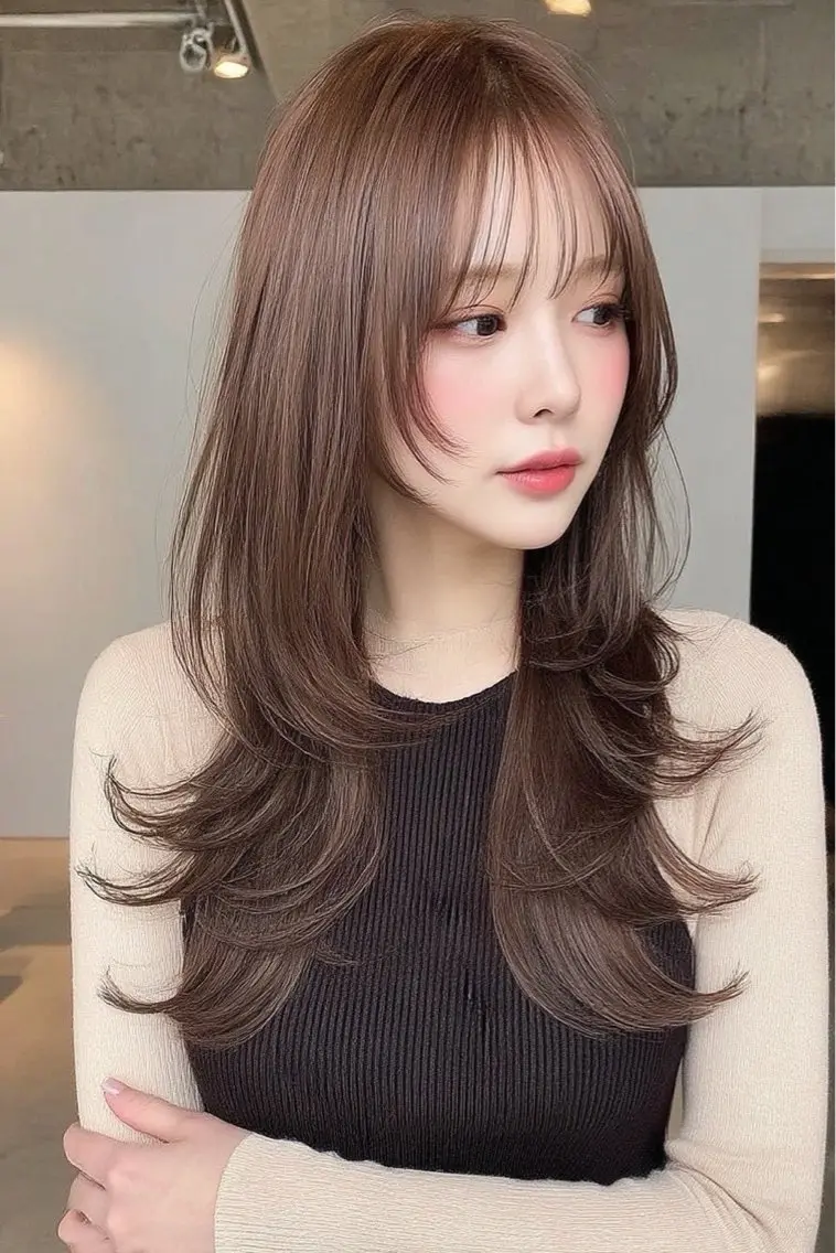 ロング カラー ヘアカラー 🍒モテ暖色カラー × うる艶✧ ゆなのヘアスタイル
