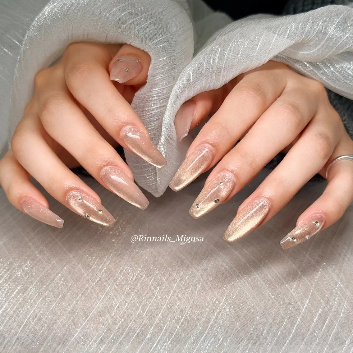 ロング ハンドネイル RIN NAILS ᥫ᭡Migusaのネイルデザイン