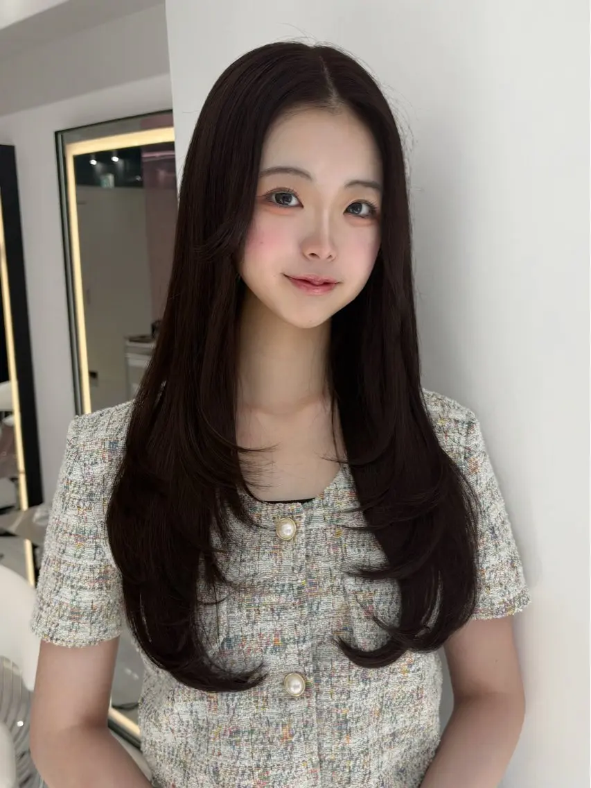 ロング カラー カット ヘアカラー トリートメント 新宿/韓国ヘア 中明度カラー/かやのヘアスタイル