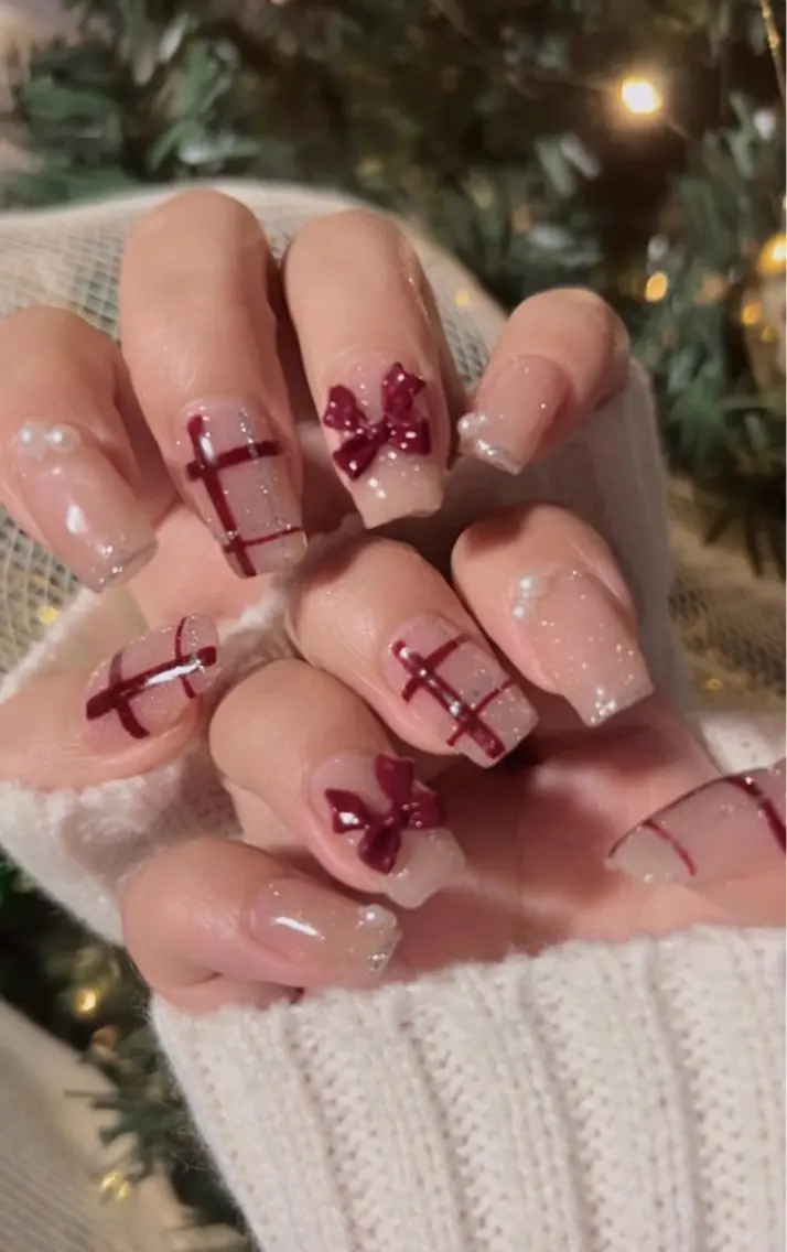 ネイル リボン ハンドネイル nail salon blancのネイルデザイン