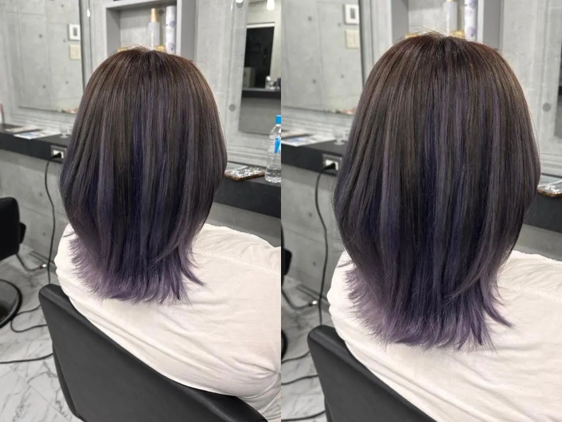 カラー ブリーチ デザインカラー シルバー バイオレットカラー ヘアカラー Endearing 銀座/レイヤーカットのヘアスタイル