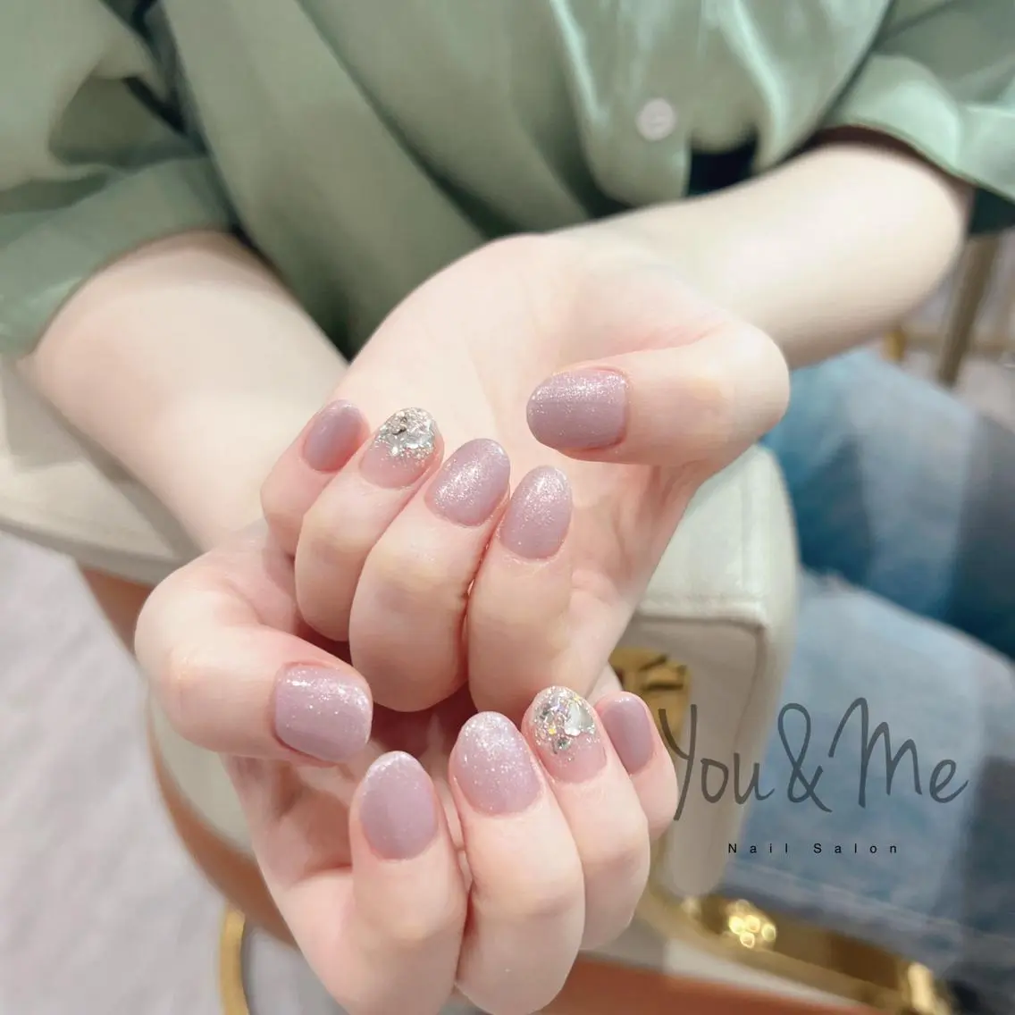 ネイル アートネイル フラッシュネイル フレンチネイル ジェルネイル ガラスフレンチ You&Me Yukiのネイルデザイン