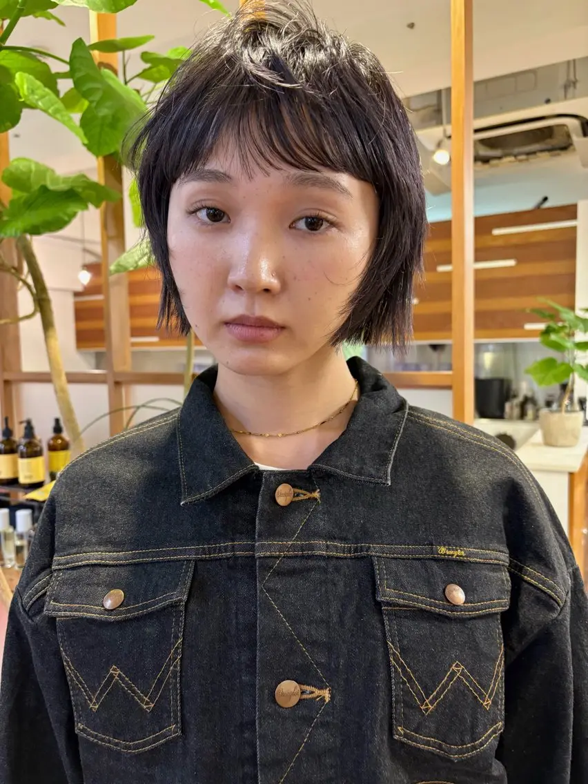 ショート カラー ボブ 顔周りカット カット ヘアカラー 若林 良のヘアスタイル