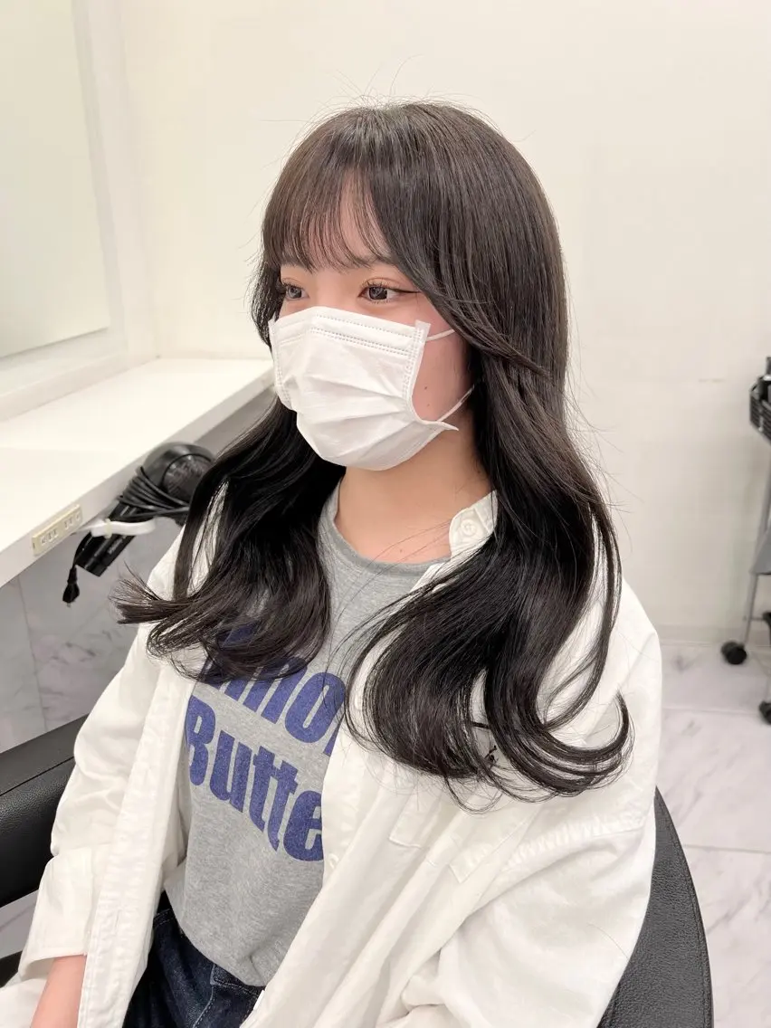 ロング カラー パーマ ヘアアレンジ メンズ キッズ 上品＆韓国風 🥀海心🥀のヘアスタイル
