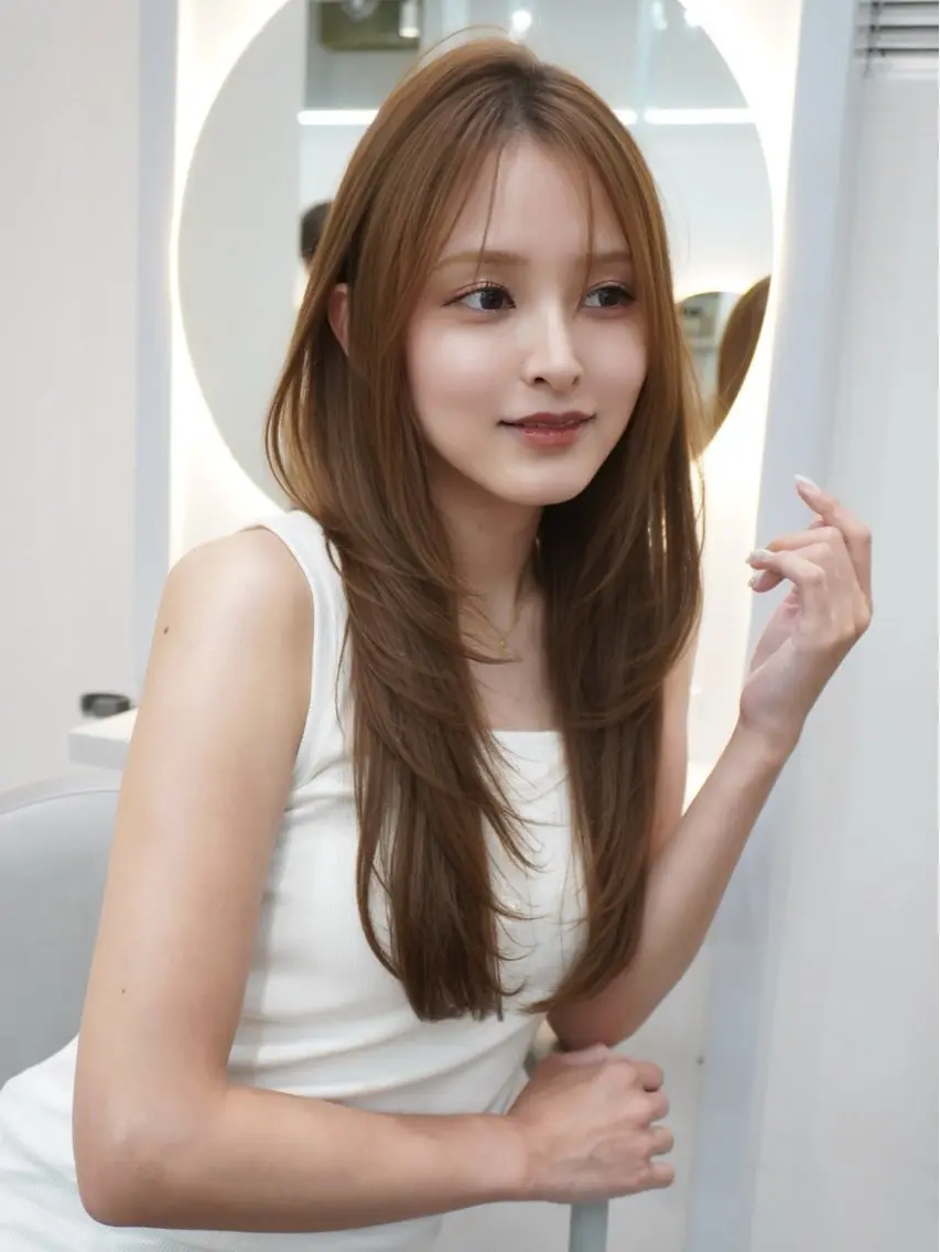 ロング カラー カット ヘアカラー トリートメント 🇰🇷韓国レイヤー ハッシュカット🥀のヘアスタイル