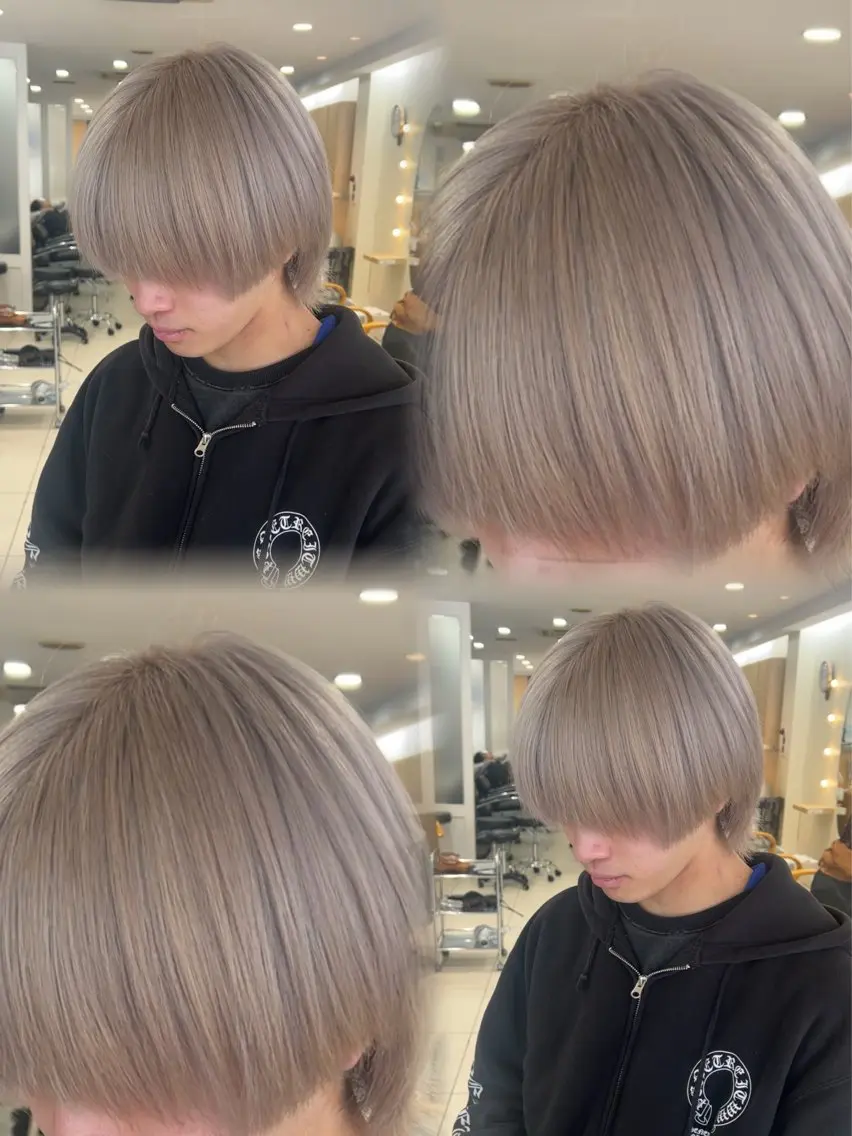 カラー メンズ メンズブリーチ ベージュカラー ブリーチ ホワイトベージュ 🫧透明感カラー/ 黒木彩未🫧のヘアスタイル