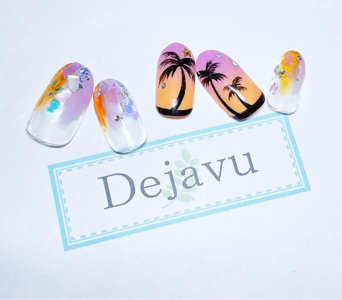 ネイル アートネイル マグネットネイル 夏ネイル Nail salon Dejavu 🌿のネイルデザイン
