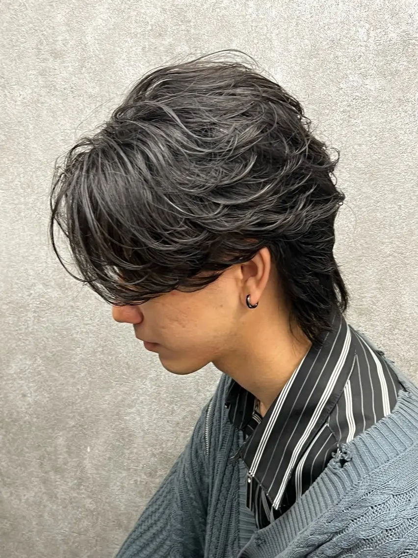 ショート パーマ メンズ フェザーパーマ メンズパーマ ショートヘア メンズウルフ特化🐺 🔥長山耕大🔥のヘアスタイル