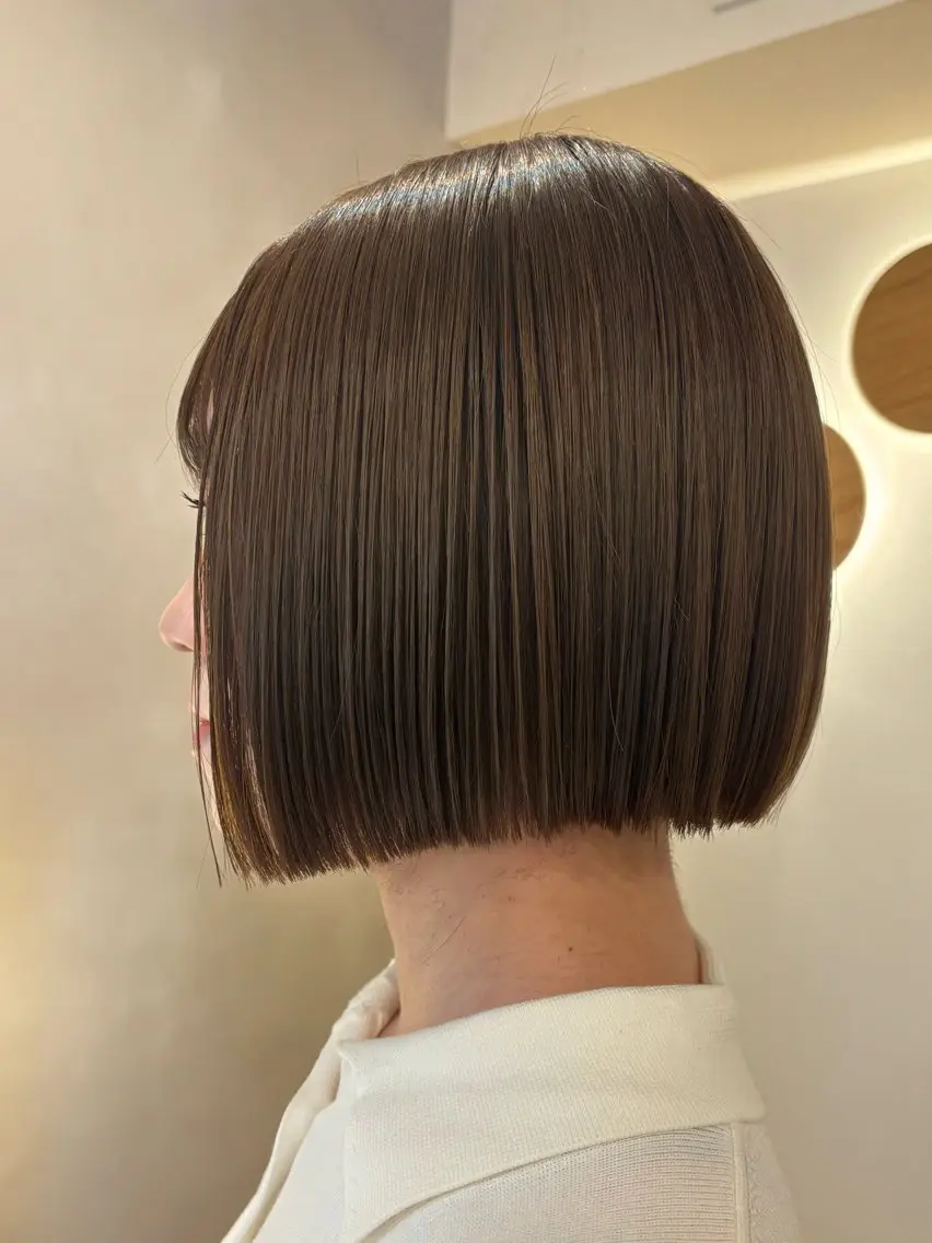 ミディアム パーマ ボブ カット ヘアカラー シンバヒナノ/パーマ レイヤー/髪質改善のヘアスタイル
