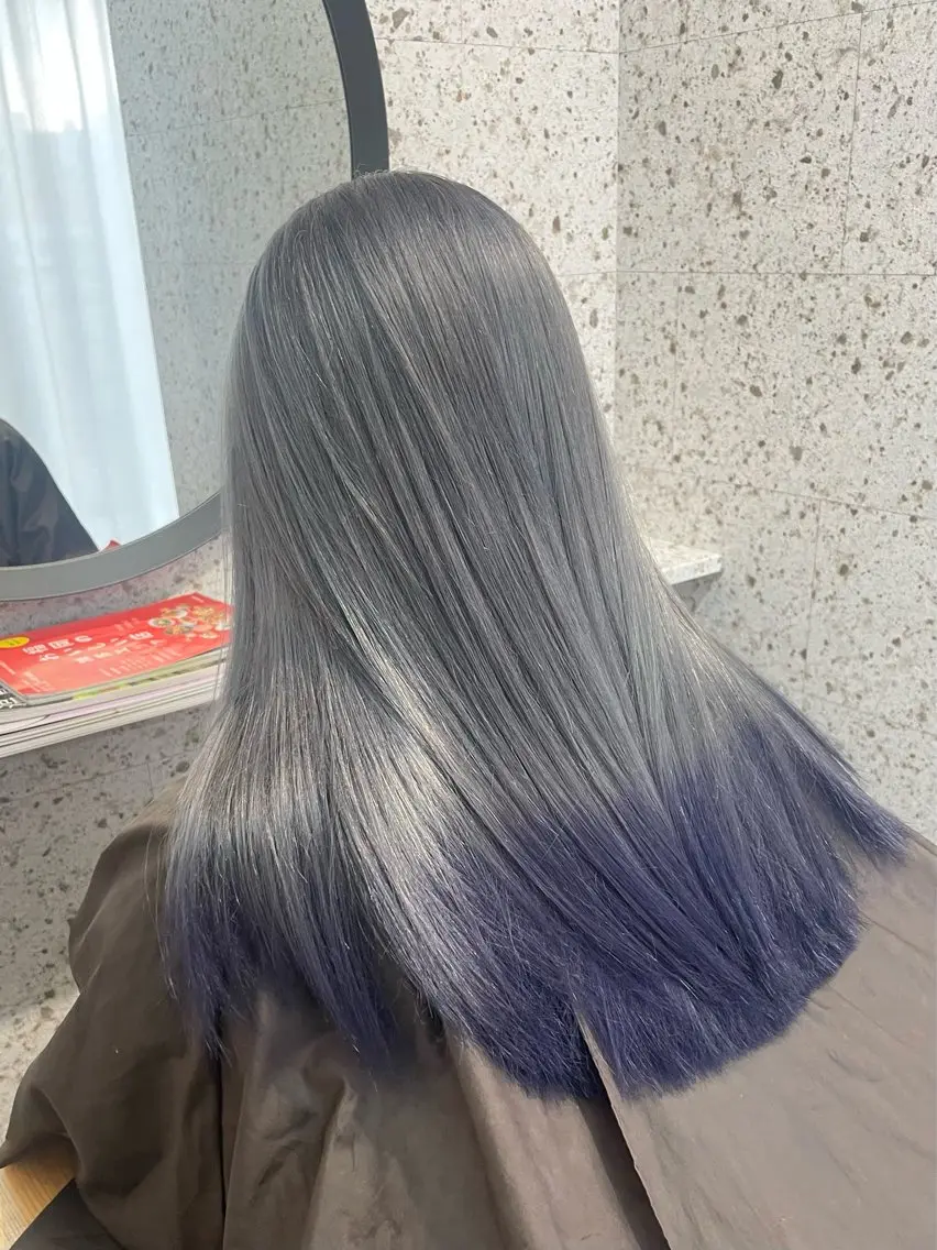 ロング カラー ブルーカラー ブルーラベンダー ラベンダーカラー シルバー SHOTO ハイトー ン/ブロンドカラーのヘアスタイル