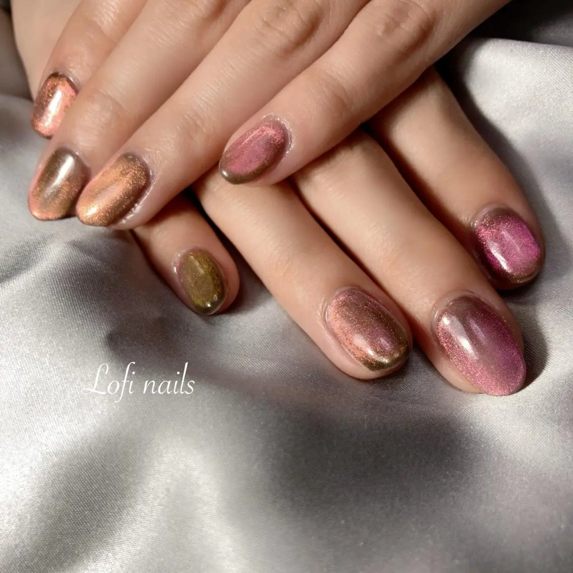 ネイル ブラウン ピンク Lofi nails ゆきこのネイルデザイン