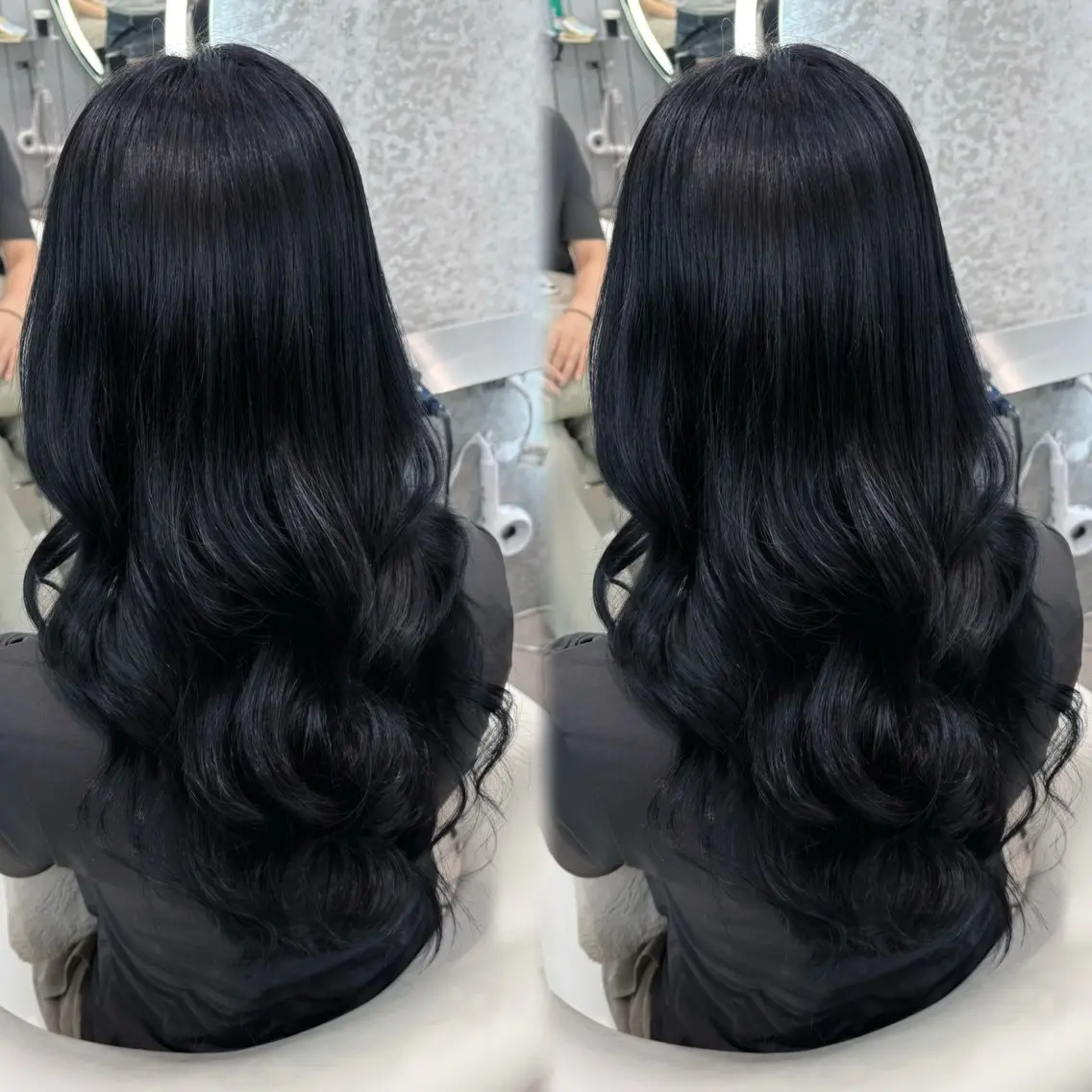 ロング カラー ヘアアレンジ アッシュ 黒髪 ブリーチ ブルーカラー ブルーブラック カット ヘアカラー トリートメント ヘアセット 大宮縮毛矯正🩵 レイヤー 佐藤和のヘアスタイル