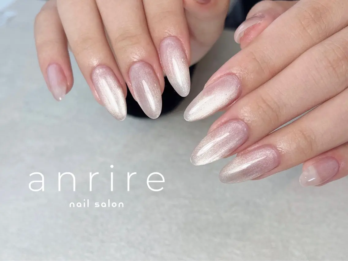 ネイル 長さ出し ジェルネイル ロングネイル マグネットネイル ワンカラーネイル ハンドネイル nailsalon anrireのネイルデザイン