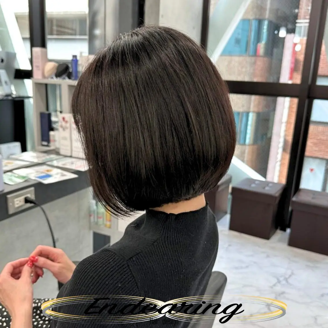 カラー ベージュカラー 黒髪 透明感カラー ボブ カット トリートメント Endearing 銀座/レイヤーカットのヘアスタイル