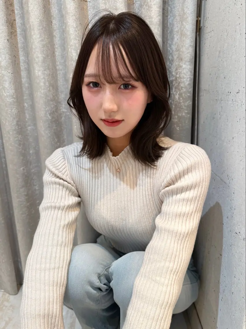 ミディアム カラー 似合わせカット カット ヘアカラー 縮毛矯正 トリートメント mai / linoah˚✧のヘアスタイル