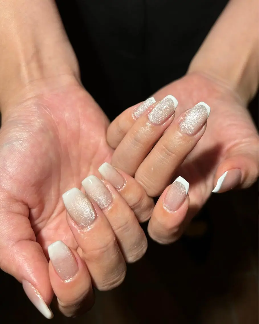 ネイル フレンチネイル グラデーション マグネットネイル ホワイト ハンドネイル Ballie/ Mizukiのネイルデザイン