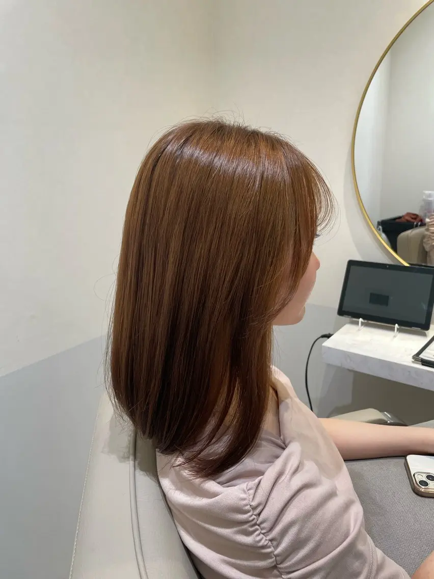 ミディアム カラー ベージュカラー イエローカラー 🫖Eleanor Aya🥞のヘアスタイル