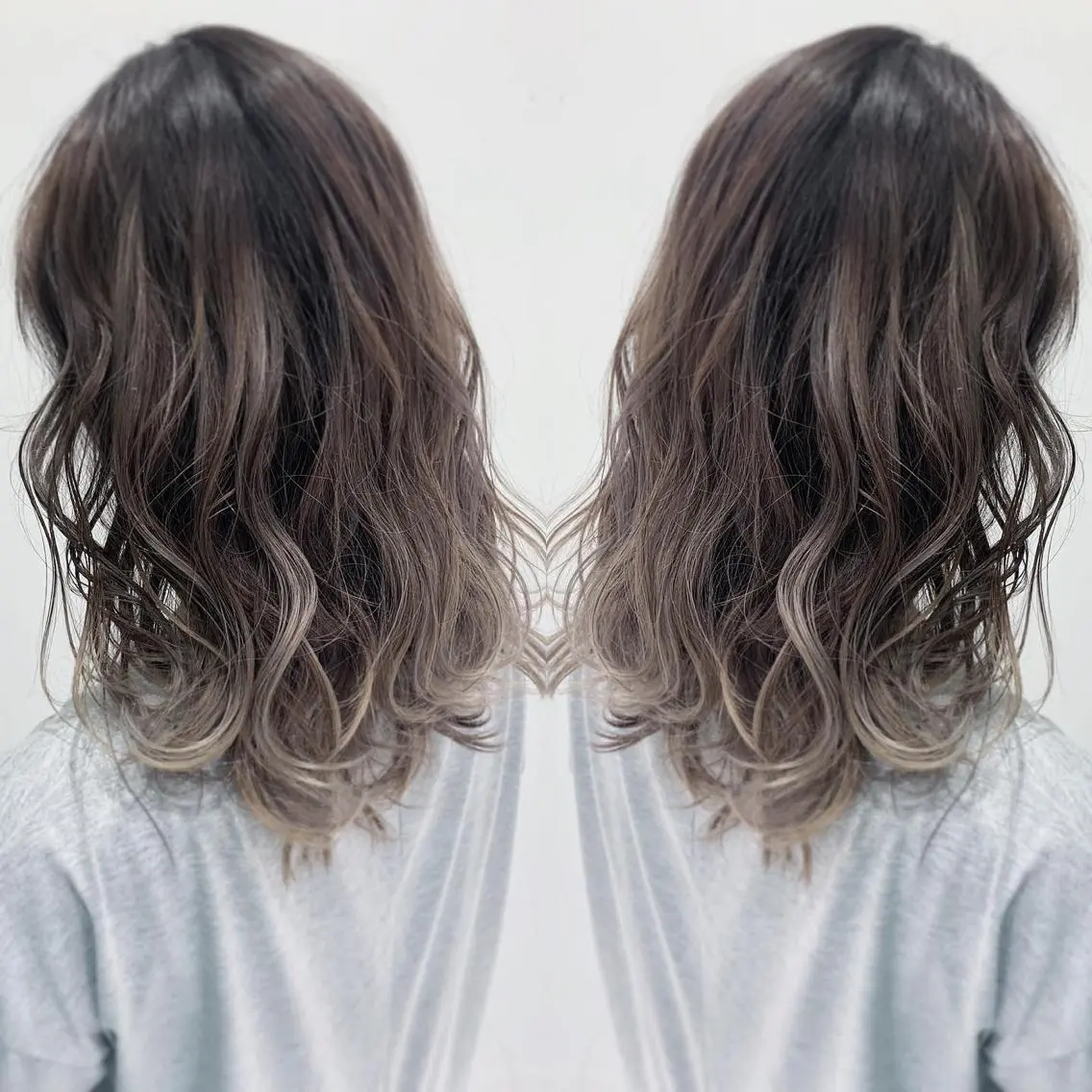 ミディアム カラー バレイヤージュ レイヤーカット カット ヘアカラー ブリーチ/バレイヤ ージュ川端裕司のヘアスタイル