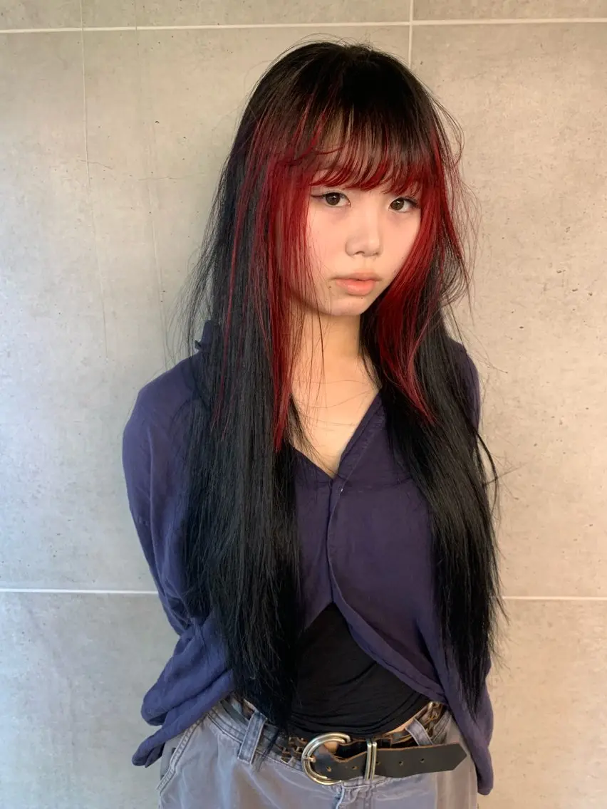ミディアム カラー ミストバング ブリーチ フェイスフレーミング ヘアカラー トリートメント THE./ブリーチ 透感カラー/髪質改善のヘアスタイル