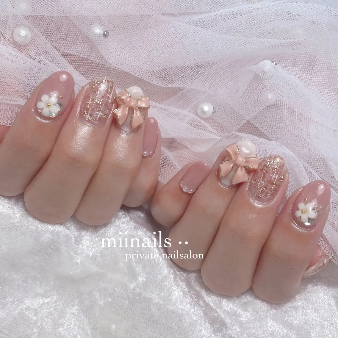 ネイル フレンチネイル 韓国ネイル ワンホンネイル ハンドネイル nailsalon miinailsのネイルデザイン
