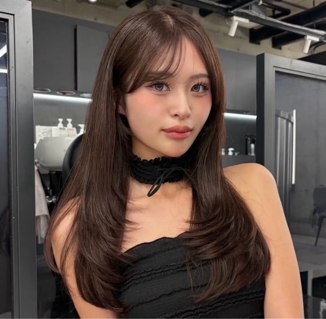 ロング カット ヘアカラー ワンカラー/レイヤー 🩷モエのヘアスタイル