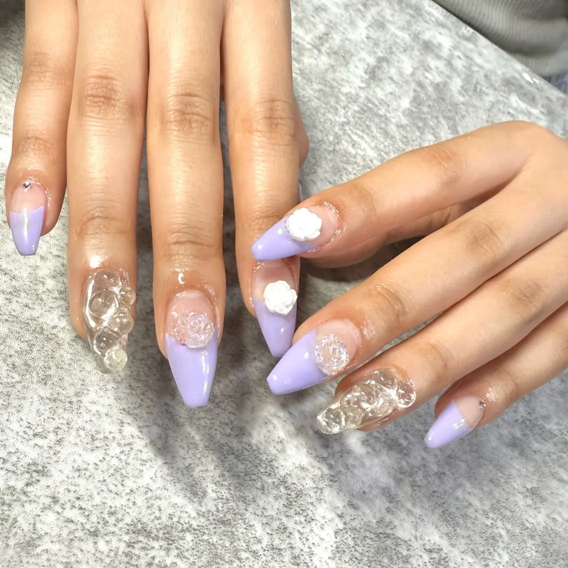ネイル フレンチネイル パープル ハンドネイル ★Rinail... .のネイルデザイン