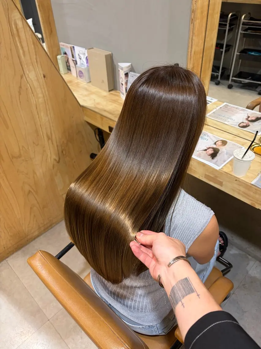 ロング 縮毛矯正 トリートメント ioe竹原 祐樹のヘアスタイル