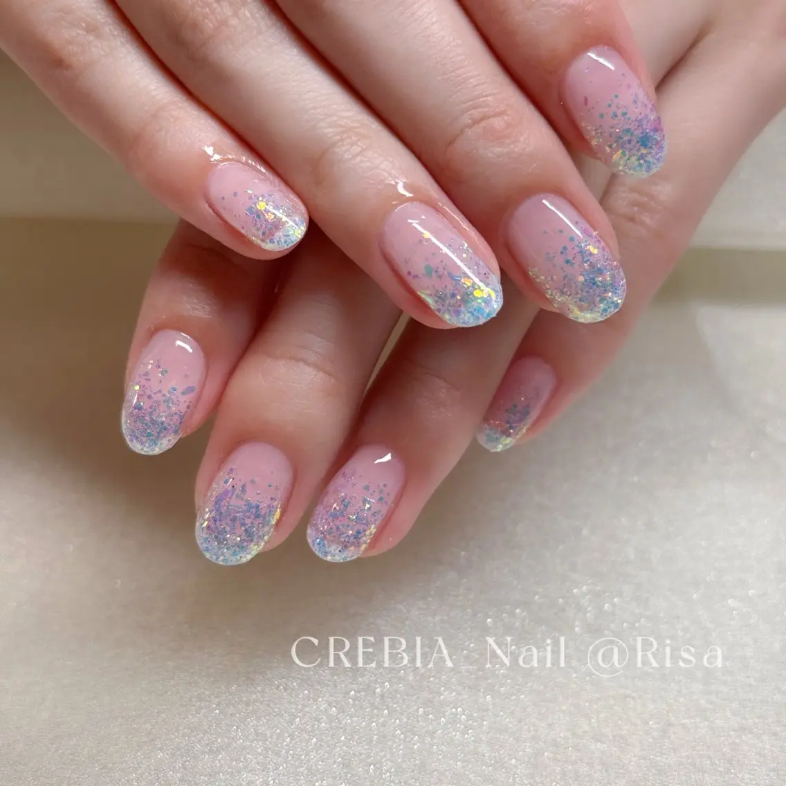 ネイル グラデーション ラメ(グリッター) ラメグラデーション ハンドネイル CREBIA Nailのネイルデザイン