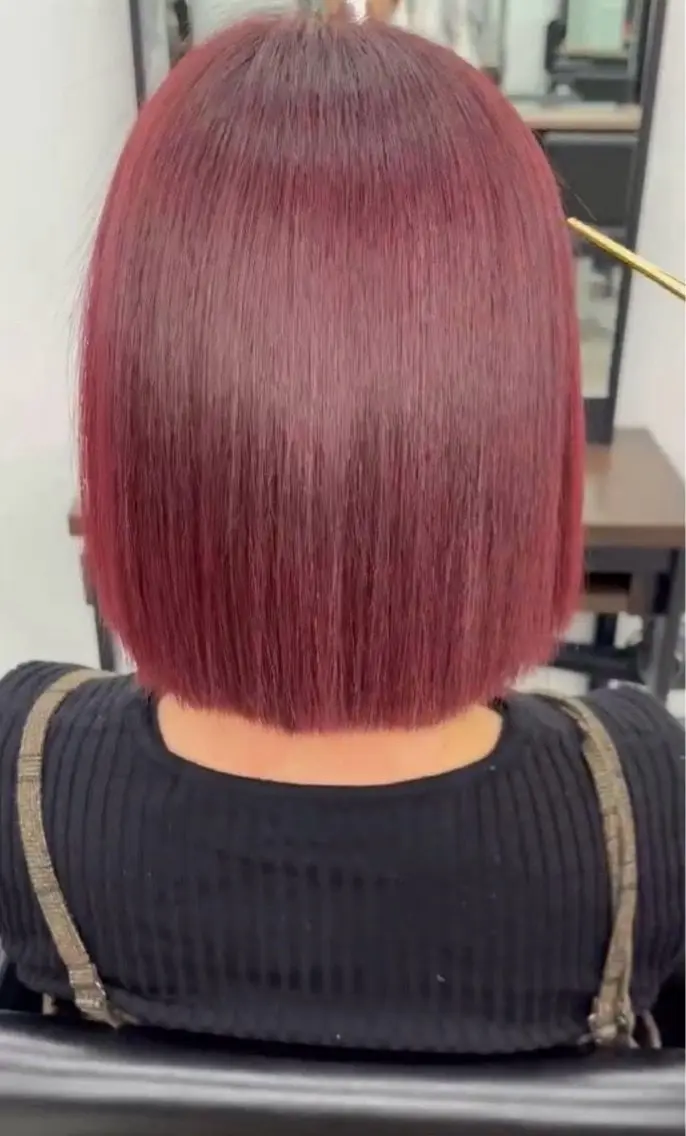 セミロング カラー ブリーチ ボルドーカラー ブラウンカラー カシス ダブルカラー ヘアカラー トリートメント 🎈ブリーチなし暖色 カラー/レッド/ゆいのヘアスタイル