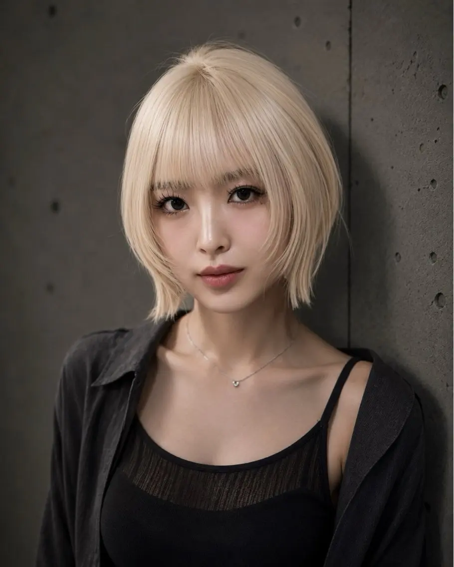 ショート カラー ブロンド ホワイトブロンド ボブ カット ヘアカラー トリートメント ハッシュカット&艶々 ハイトーン/ミワのヘアスタイル